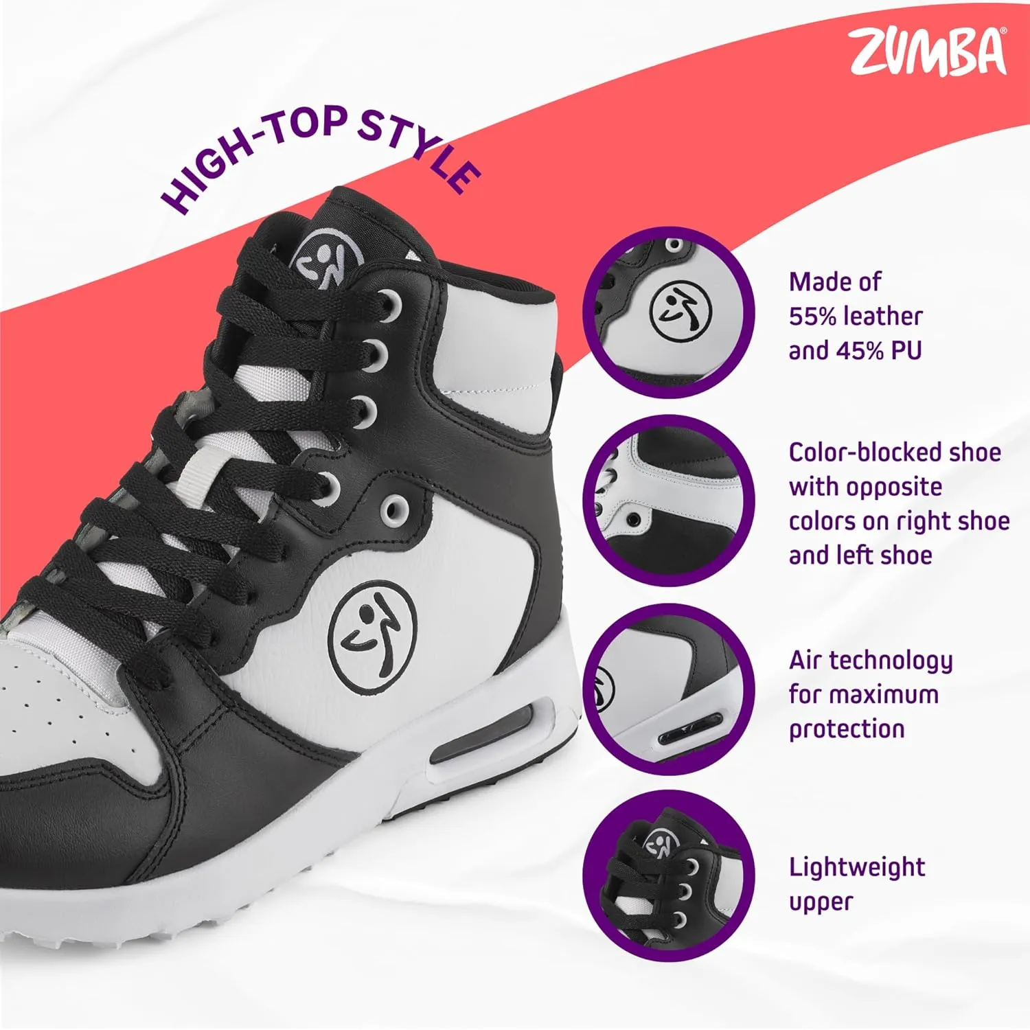 ZUMBA Sneakers High-Top Dance Shoes for Women Air Classic